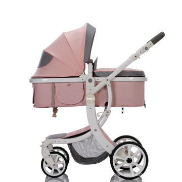 Baby Stroller  2-in-1 Convertible Bassinet Sleeping Stroller, Foldable Pram Carriage with 5-Point Harness